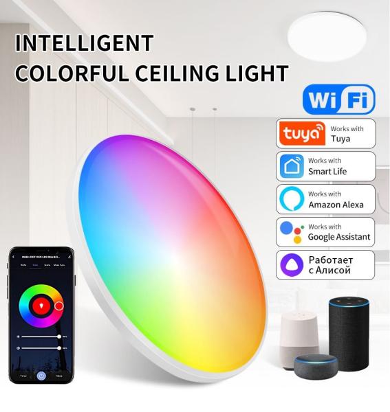 Wholesale factory RGB CW WW LED APP Ctrl Dream Color Stepless Dimmable LED Ceiling Lights For Living Room