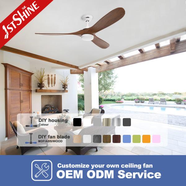 Ventilateur de plafond LED décoratif 1stshine Hotel avec éclairage et lames de bois