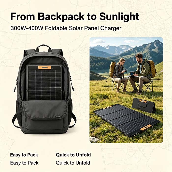 Lightweight 300‑Watt ETFE Foldable Solar Panel, Outdoor Portable Solar Charger
