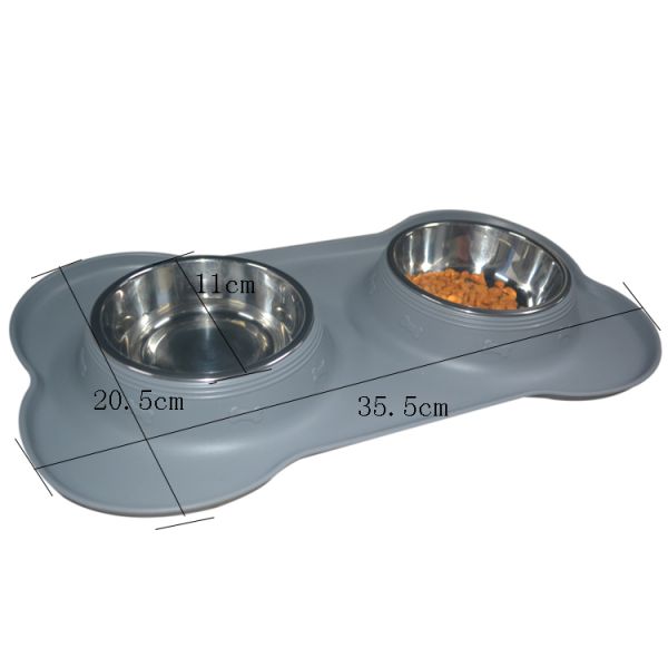 Double Pack Silicone Pet Supplies Customized Logo Dog Pet Feeding Bowls