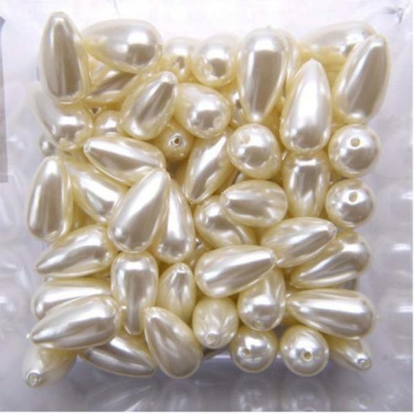 DIY Fashion Beads ABS Plastic Bead 10mmx20mm Cream Drop Imitation Pearls