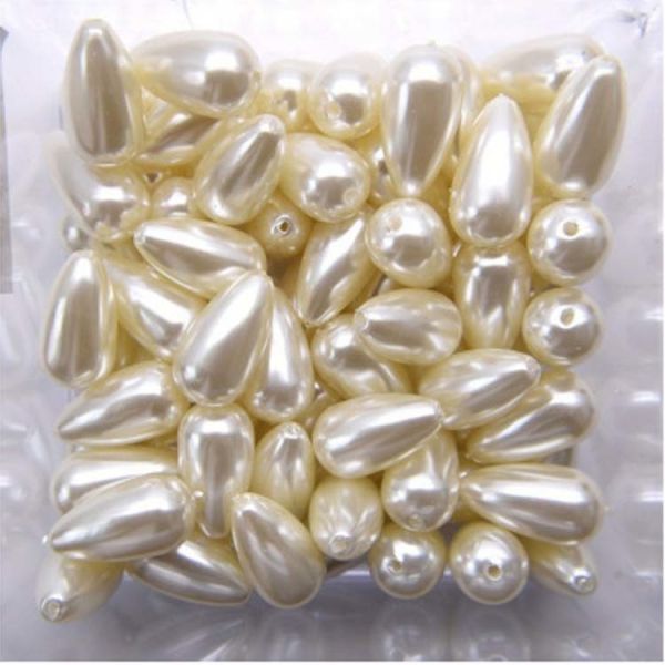 DIY Fashion Beads ABS Plastic Bead 10mmx20mm Cream Drop Imitation Pearls