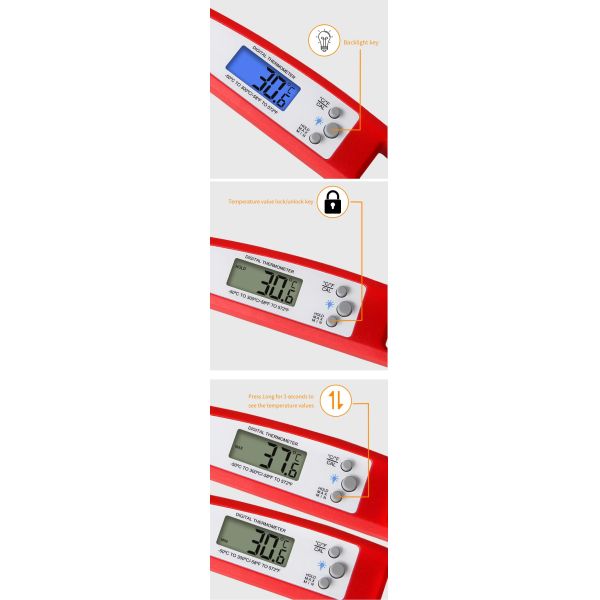 DTH-149R -50 to 300℃ Instant Read Digital Food Thermometer For Kitchen Candy Grill Barbecue