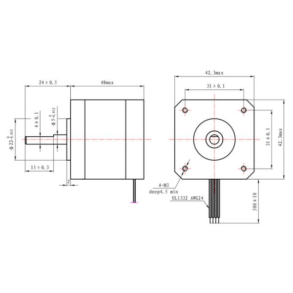 42x42x48mm 1,8 CE Stepper мотора 0.59N.M степени высокотемпературных 2.8A ROHS