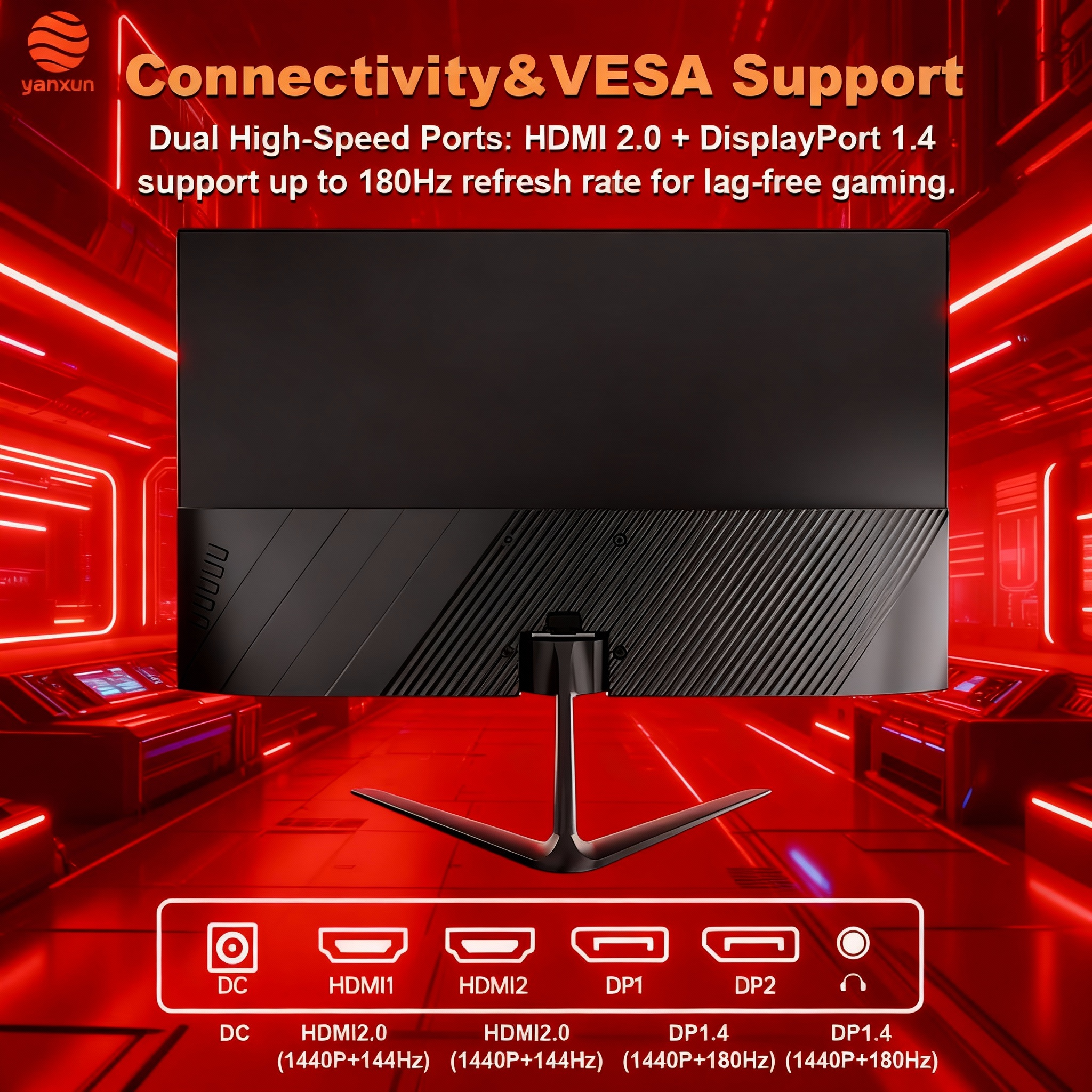 23.8" Gaming Monitor, 180Hz IPS 1080P (1920x1080), 5ms GTG, 99% sRGB, FreeSync