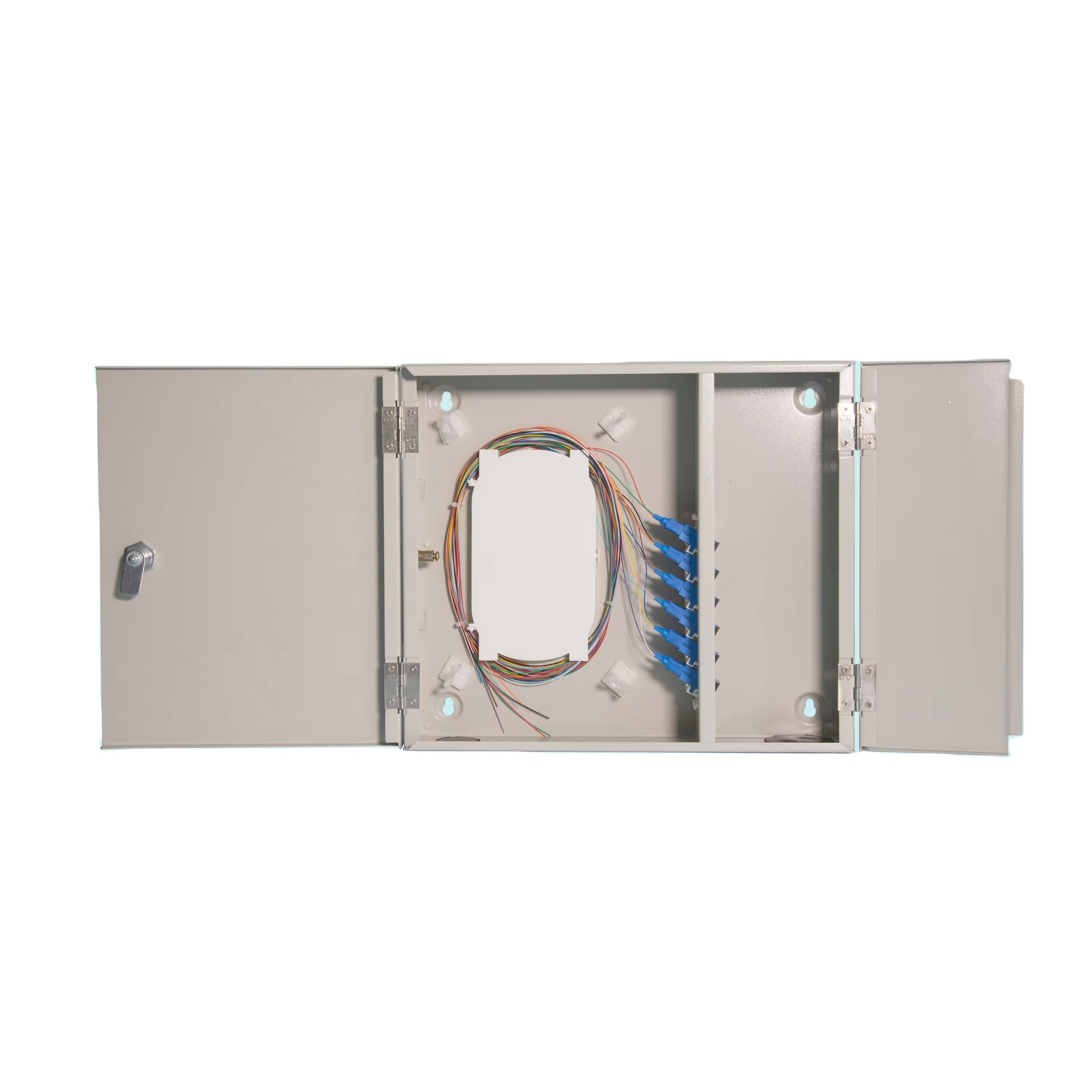 2 Door Cable Distribution Cabinet Wall Mounted With Metal Structure 12 Cores