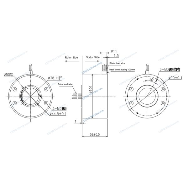Anillo de deslizamiento a baja temperatura con señal Ethernet y conector conductor