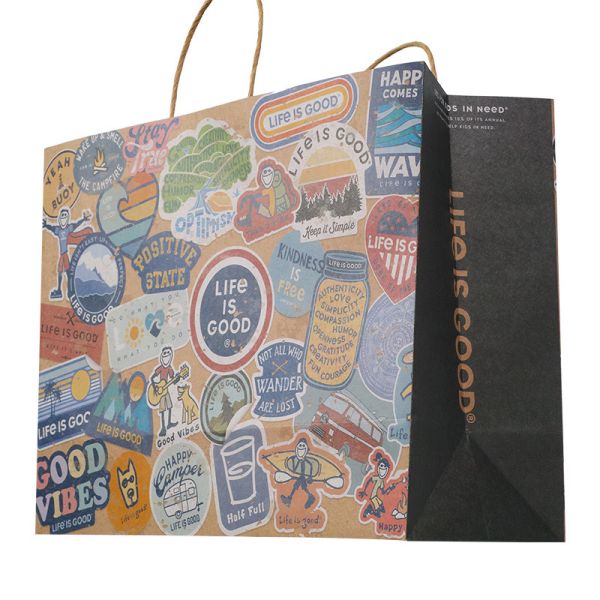 Bolsa de papel Kraft de Zhejiang impresa a medida con asas para la promoción de su propio logotipo