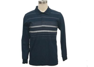 Soft Mens Pique Polo Shirts , Mens Long Sleeve Polo T Shirts With Flat Knit Collar