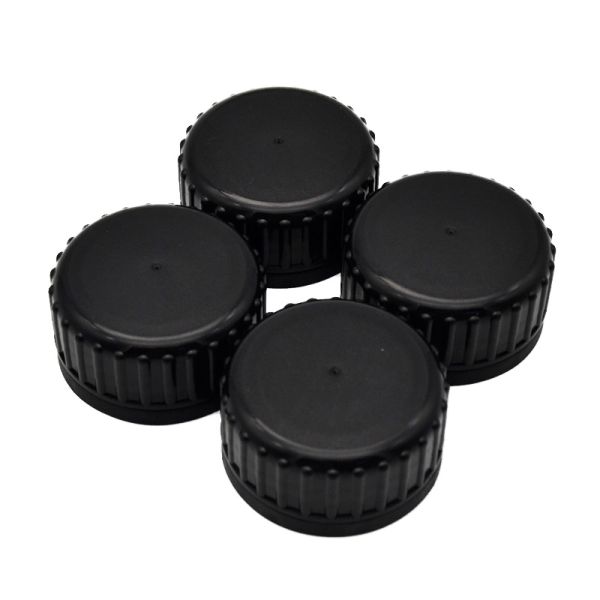 Black Plastic Ribbed Closure 44mm Pilfer Proof Cap For Engine Oil Bottle