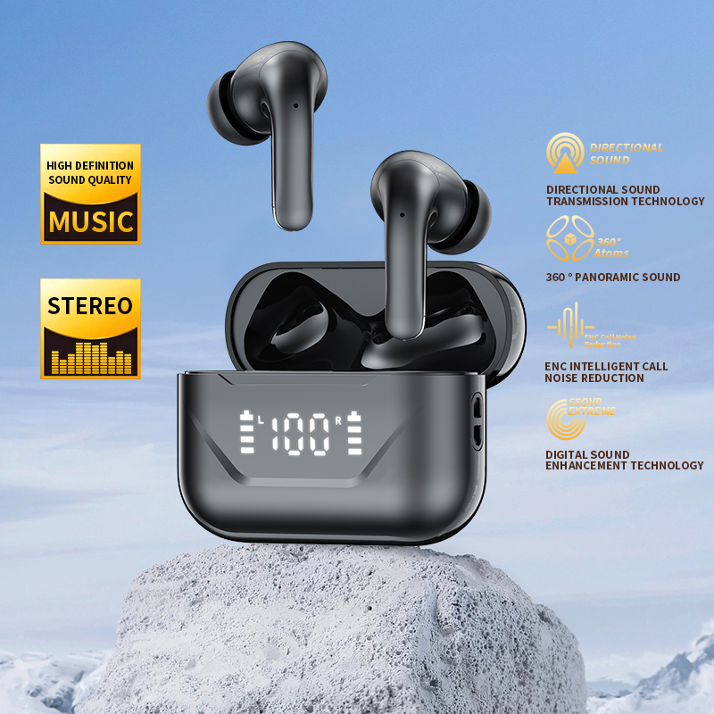 Wireless Earphones 5.3 Edition LED Battery Display ENC Call Noise Reduction True Wireless Stereo In Ear Earphones 360 ° Panoramic Stereo I5 Sweatproof Sports Running Fitness Suitable for Mobile Phones
