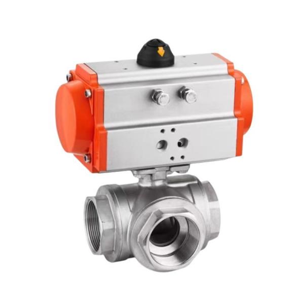 CF8m Class 150 NPT Thread Three Way Pneumatic Ball Valve For Versatile Applications