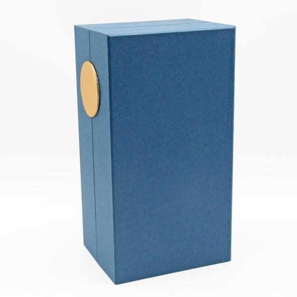 Hot Stamping Luxury Paper Box , Biodegradable Cardboard Wine Box Navy Blue Color