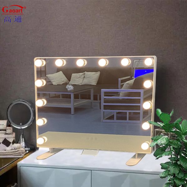 Full Wall Cosmetic Mirror Fashionable Design and Metal Frame for Big Makeup Needs