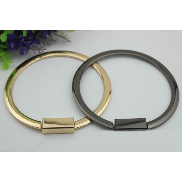 Ladies bag parts zinc alloy light gold 105 mm round metal bag handle