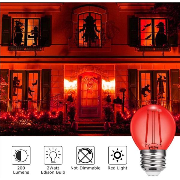 G45 2W покрасило лампу 2200K красного света шариков Edison декоративную стеклянную