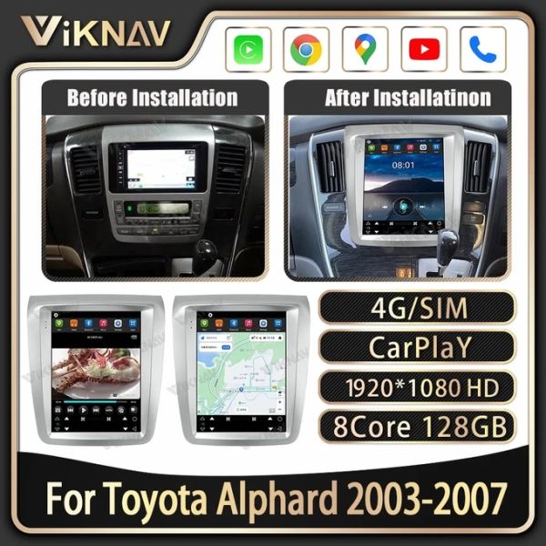 9.7 дюймовый Android авто стерео Для 2003-2007 Toyota Alphard GPS навигация Мультимедийный проигрыватель Беспроводной Carplay BT 4G
