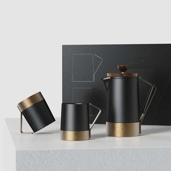 Customized Logo French Presses Luxury Harmony Stainless Steel Ceramic Coffee Tea Maker