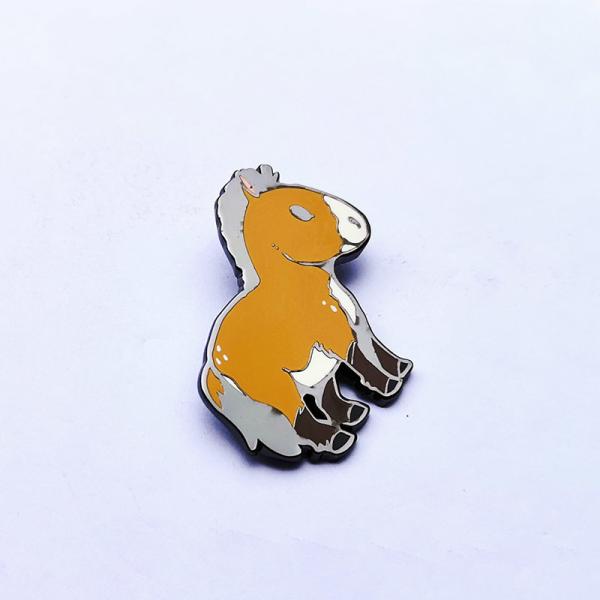 Cute Little Horse Metal Hard Enamel Pin With Black Rubber Clutches