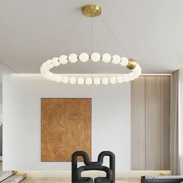 Round Ring Hanging Lamp Frosted Ball Ceiling Chandelier High Quality Living Room Dining Room Hanging Light (WH-AP-666)
