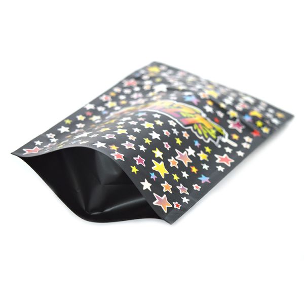 Black Matte Plastic Child Proof Pouch Ziplock Bags Starburst Exotic Medical