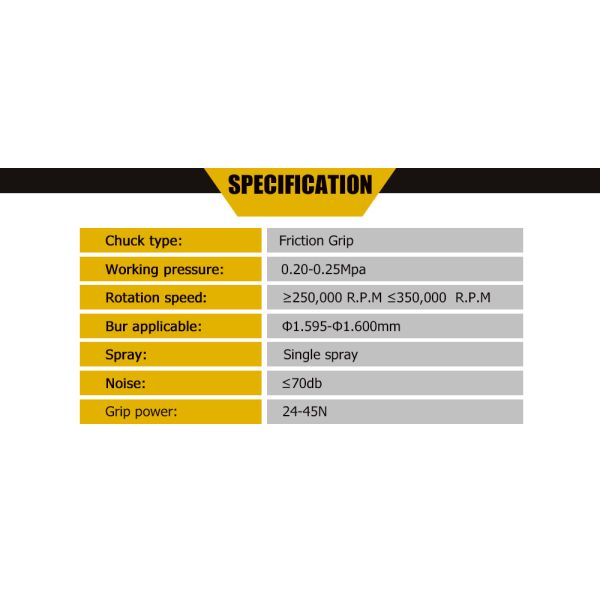 Low Noise Portable Electric Dental Handpiece Air Turbine 330000r/Min