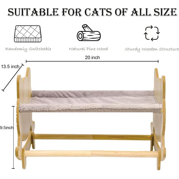 Cat Hammock with Two Removable Covers and Raised Wooden Frame Customized Logo Acceptable