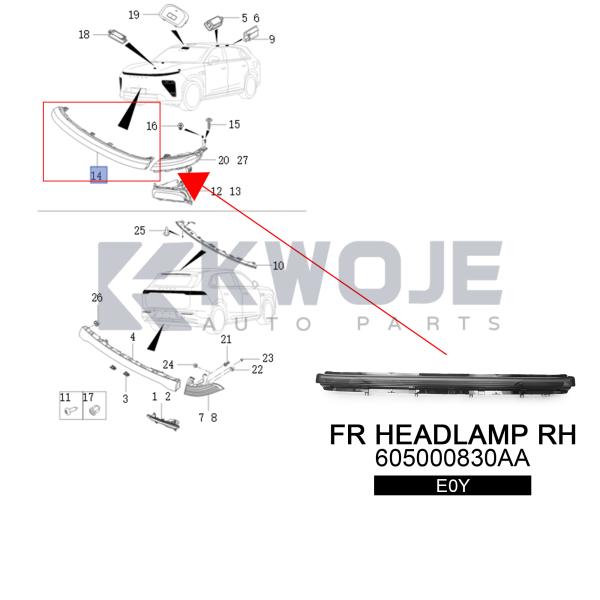 605000830AA Daytime Running Light for EXEED E0Y Replacement