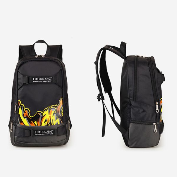 Middle school students bag sports fashion backpack men's shoulder bag printed Oxford cloth bag
