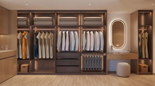Fadior Premium Luxury Stainless Steel Wardrobe With Mini Bar And Vanity