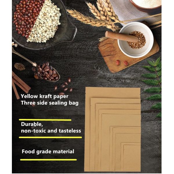 3 Side Seal Waterproof Kraft Paper Snack Food Packaging