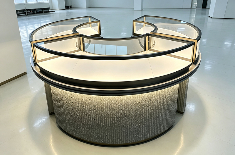 Textured Stone Base Counter Jewellery Shop C Shaped Open Ring Display Retail