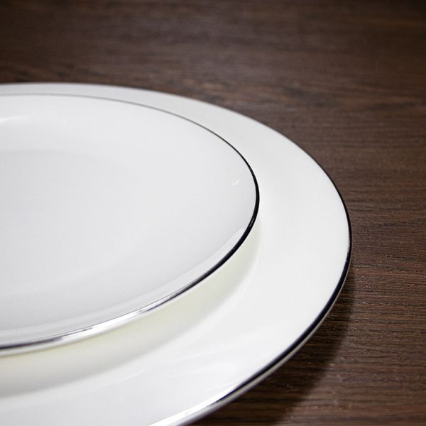 3pcs Fully Vitrified Silver Edge Colored Porcelain Dinnerware