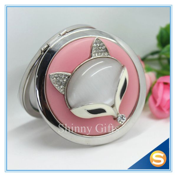 Shinny Gifts Creative Fox Design Makeup Mirror Fancy Convenience Pocket Mirror