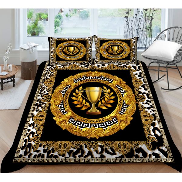 Luxury Fashion Design Nondisposable Microfiber Quilt Cover Set with Pillowcases