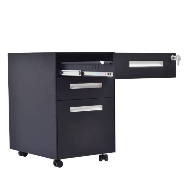 Lockable Metal Antitilt Steel Mobile Pedestal Vertical Storage Small Drawer