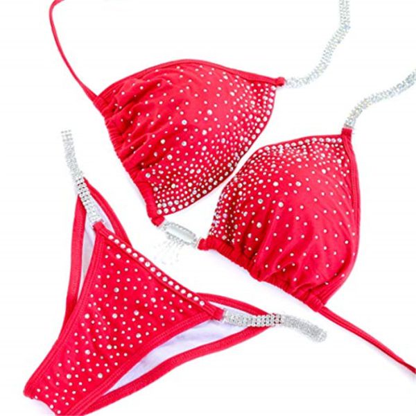 Rhinestone Connectors Bikini Contest Bathing Suits Breathable Stretchable