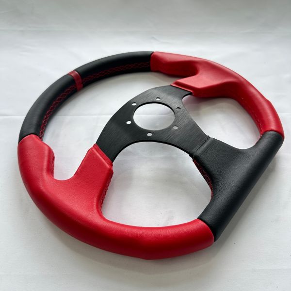 Flat Red Microfiber Leather Dragster Racing Steering Wheels PC Sim Gaming