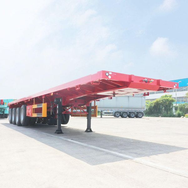12500*2500*1600 MM Steel Plate Flat Container Semi-Trailer with 3/4-Axis and Customizable Air Suspension Steel Suspension