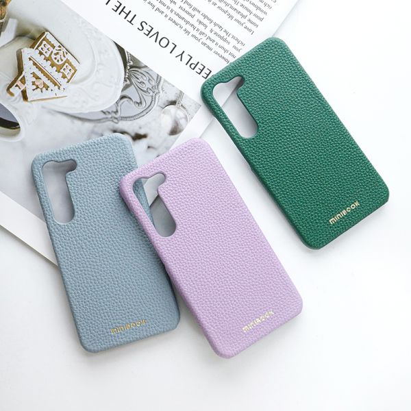 OEM/ODM Genuine Leather Camera Protection Phone Case for SAMSUNG Classic Pebble Grain