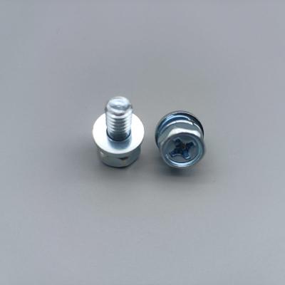 Cross Recessed Blue White Zinc Plated Hex Head Bolt With Spring Flat Washers