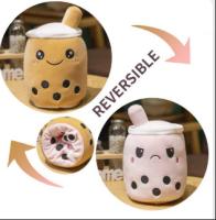 Logo personnalisé double face de couleur réversible tasse de thé au lait jouet en peluche