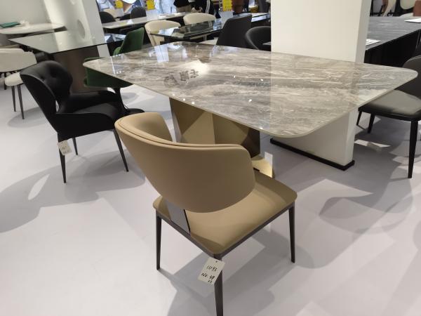 Foshan Supplier High Quality Gold Stainless Steel Dining Table Living Room Dining Table Ceramic With Marble Stone Top