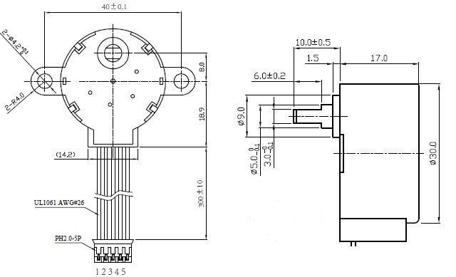 5 точность мотора 12V постоянного магнита степени 30BYJ46 провода 7,5 Stepper высокая