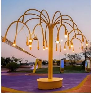 Modern Artistic Tree Street Sculpture Outdoor LED Steel & Acrylic Customized Mascot Decorative Sculpture