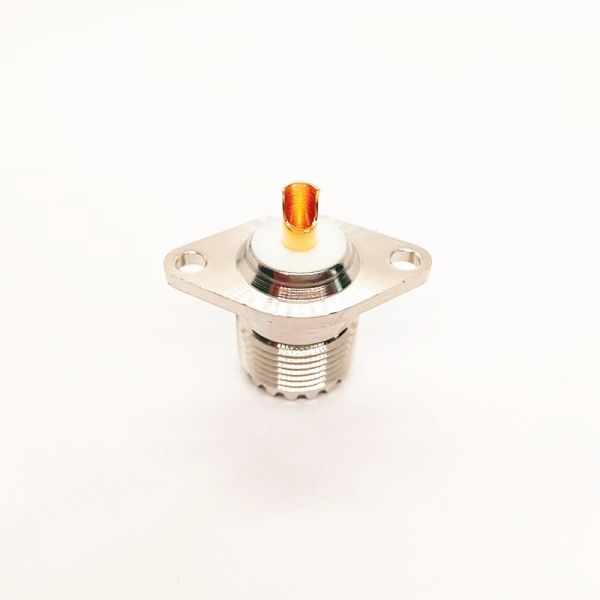 UHF Female RF Connector with Nickel-plated Brass Body and PTFE Insulator in Welded Type