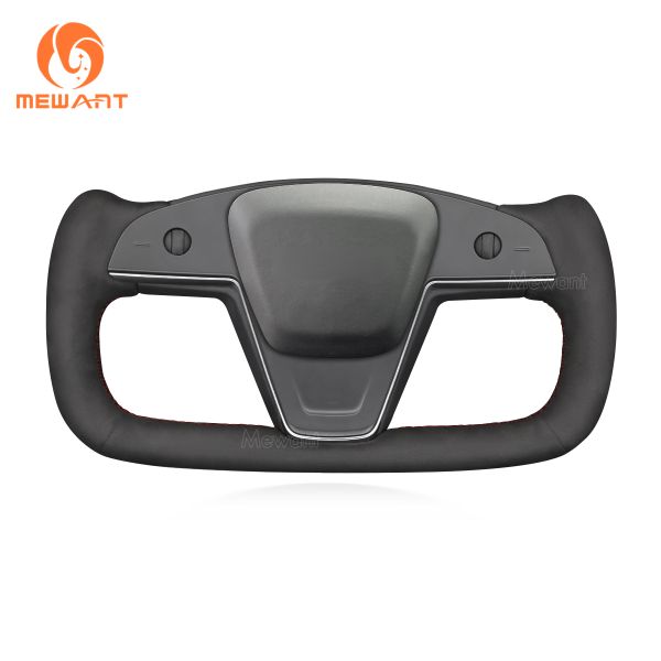 Customized Available Durable Soft Athsuede Hand Sewing Steering Wheel Cover Wrap for for Tesla Model S X 2022-2023