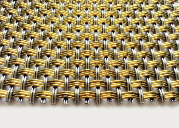 Rede de arame tecida decorativa frisada de bronze interior ISO9001 4m 8m