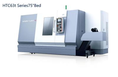 Torno fazendo à máquina do metal horizontal do torno HTC63t da inclinação do CNC da cama 75°