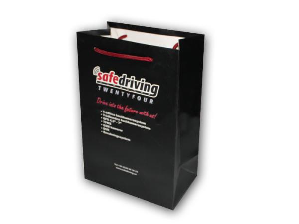 Black Color Custom Printing Paper Bags With Handle , Paper Shopping Bags